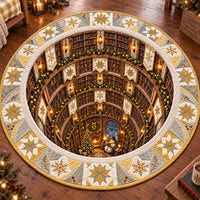 Champagne Christmas Library Quilted Round Mat SN0PT1215