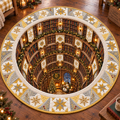 Christmas Library Quilted Round Mat NCU0SN014