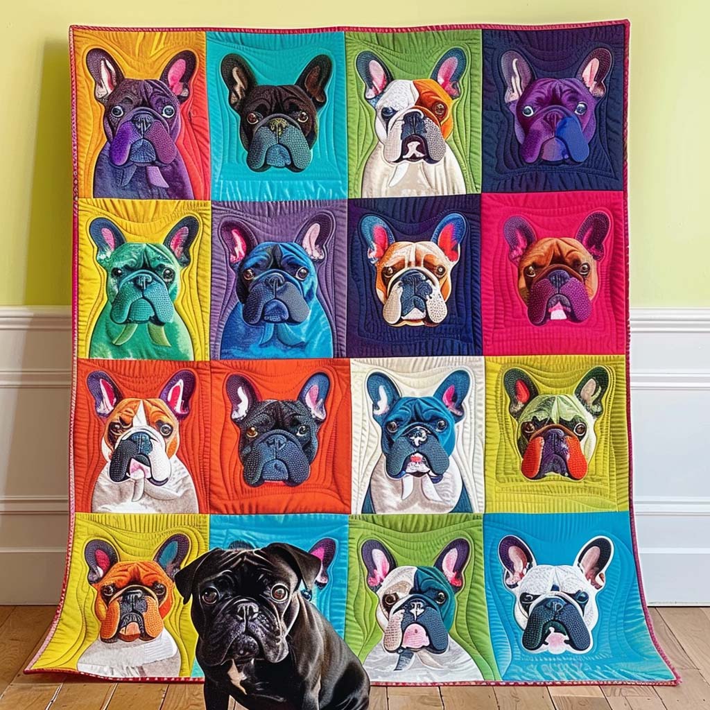Charming French Bulldog Quilted Blanket NCU0PD075