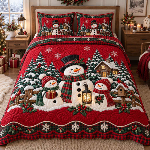 Charming Snowman 3-Piece Quilted Bedding Set SN0HH0630