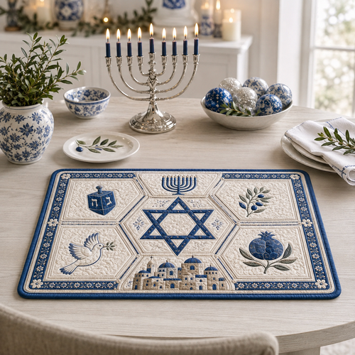 Jerusalem Peace Star Quilted Placemat SN0HH0071