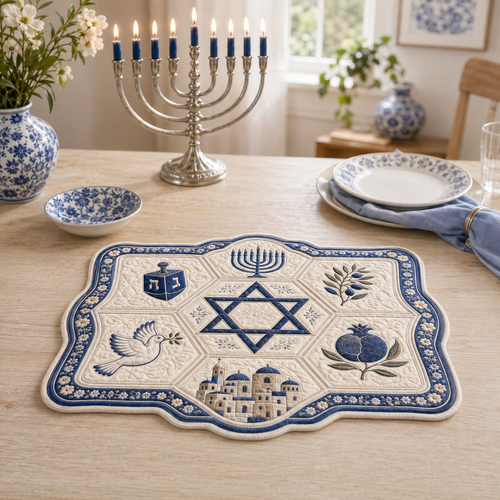 Jerusalem Peace Star Custom Shape Quilted Placemat SN0HH0071
