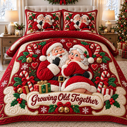 Cheeky Santa Couple 3-Piece Quilted Bedding Set SN0HH0898