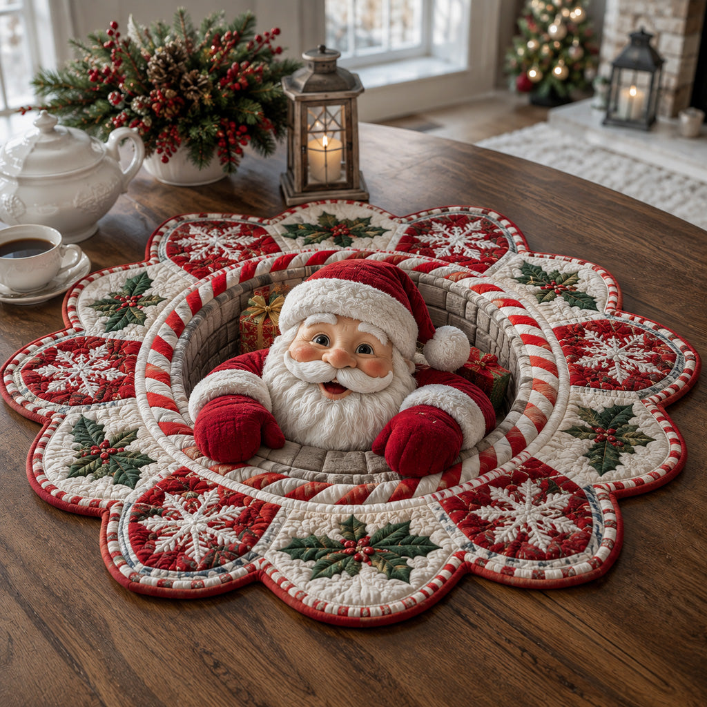 Cheer Santa Claus Custom Shape Quilted Table Topper SN0HH0032