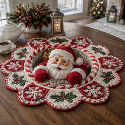 Cheer Santa Claus Custom Shape Quilted Table Topper SN0HH0032