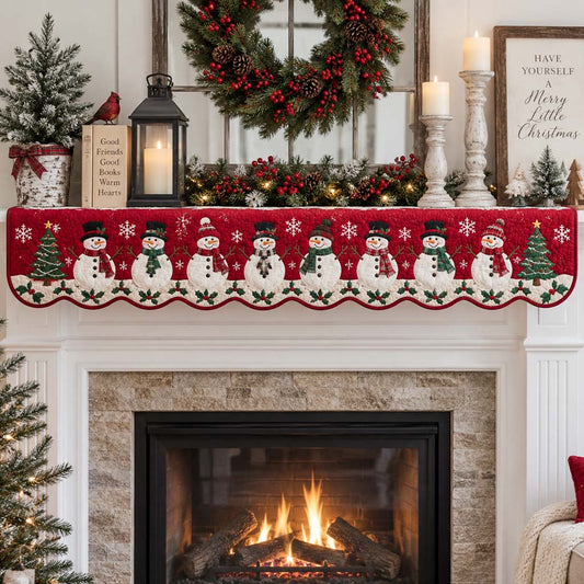 Cheerful Snowman Choir Quilted Mantel Scarf SN0HH0361