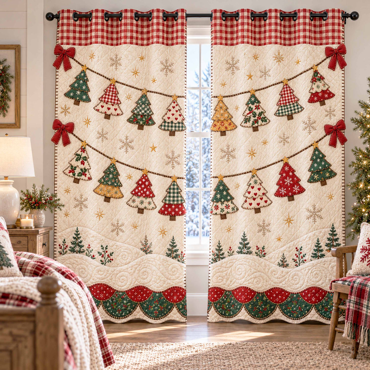 Cherished Evergreen Quilted Curtains SN0TD1108