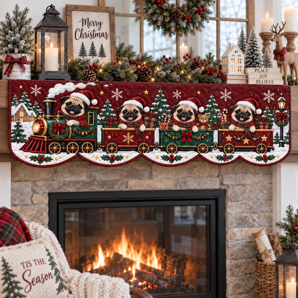 Chestnut Pug Quilted Mantel Scarf SN0HH0670