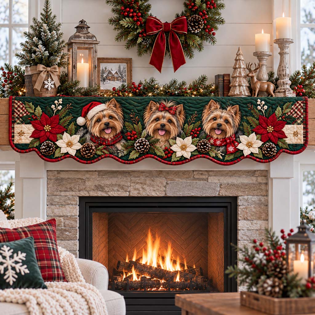 Chestnut Yorkie Quilted Mantel Scarf SN0HH0658