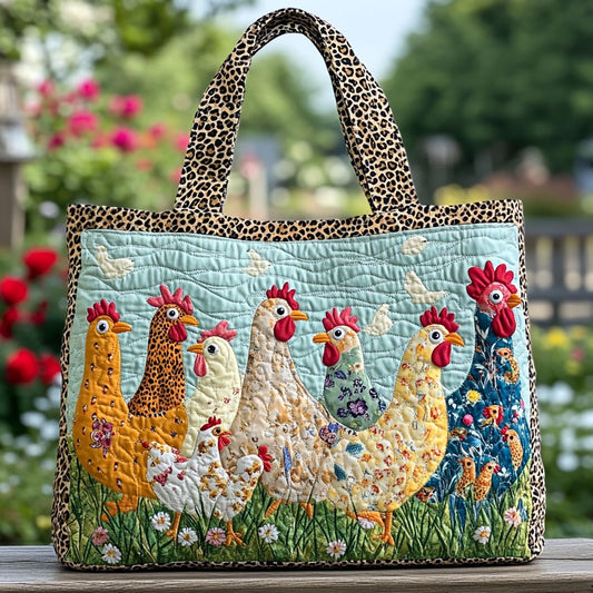 Chicken Bloom Quilted Tote Bag NCU0DK9246