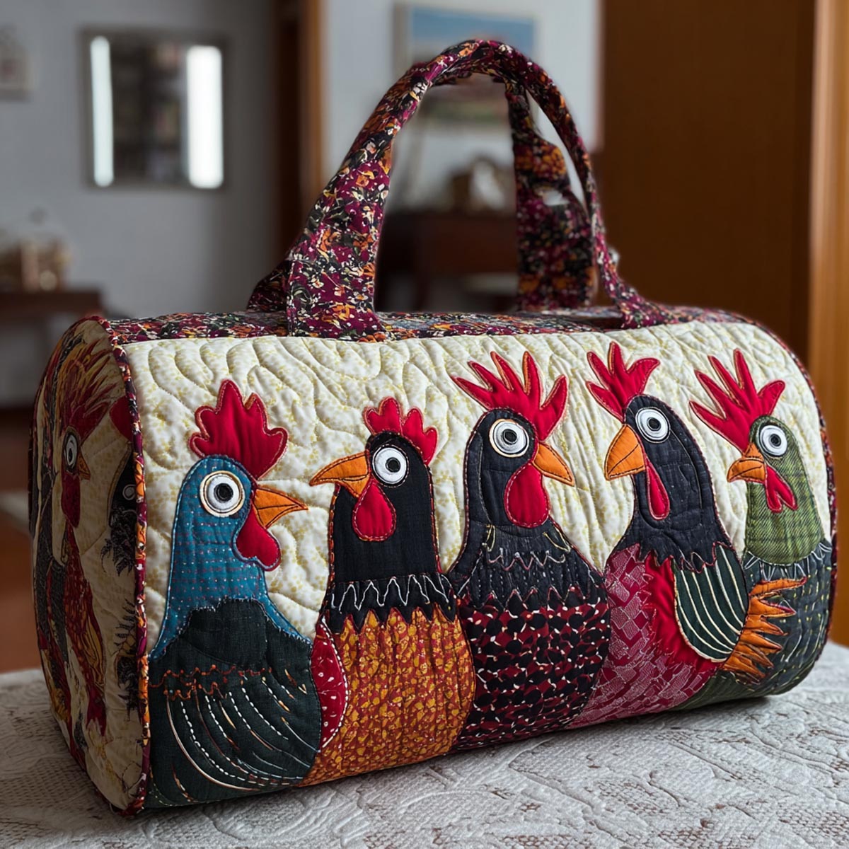 Chicken Garden Quilted Duffle Bag NCU0DK9807