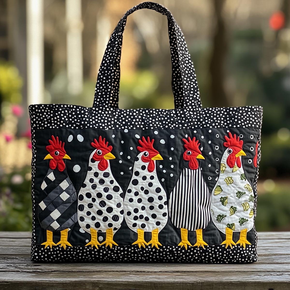 Chicken Parade Quilted Tote Bag NCU0DK9738
