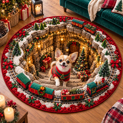 Chihuahua Christmas Wishes Quilted Round Mat SN0TD889