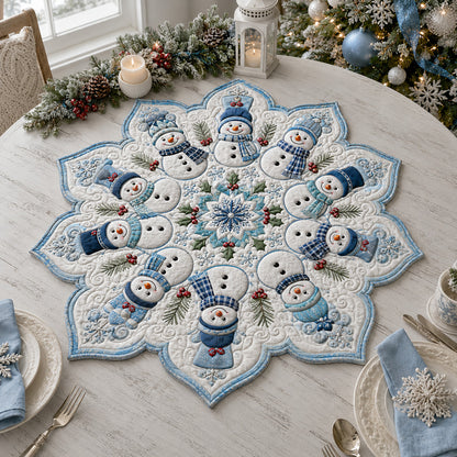 Chilly Snowman Mandala Custom Shape Quilted Table Topper SN0HH0074