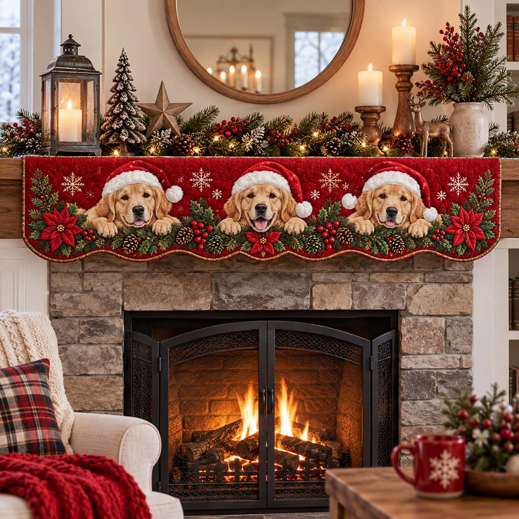 Chimney Golden Retriever Quilted Mantel Scarf SN0HH0394