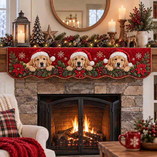 Chimney Golden Retriever Quilted Mantel Scarf SN0HH0394
