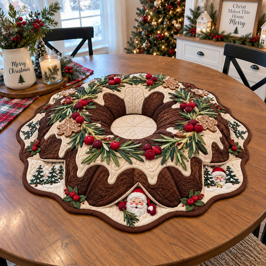 Chocolate Christmas Delight Custom Shape Quilted Table Topper SN0PT1102