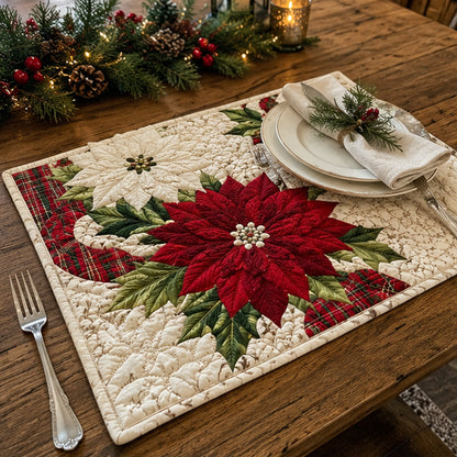 Christmas Poinsettia Elegance Quilted Placemat SN0PT694