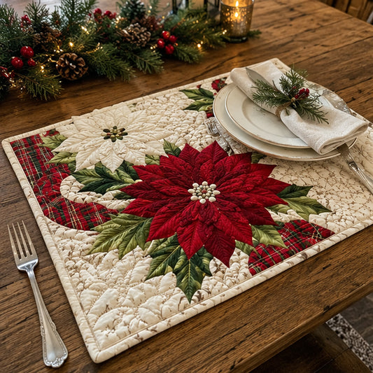 Christmas Poinsettia Elegance Quilted Placemat SN0PT694