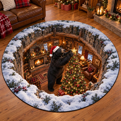Christmas Bear Hollow Round Carpet SN0TV628