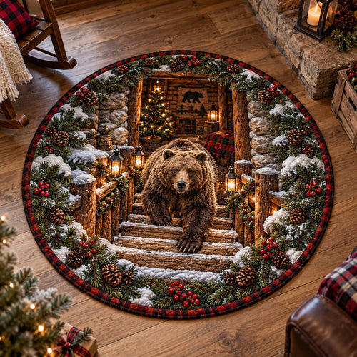 Christmas Bear Quilted Round Mat SN0TD961