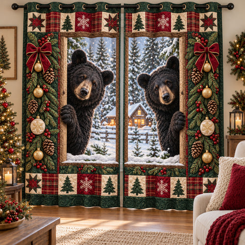 Christmas Bears Quilted Curtains SN0TV724
