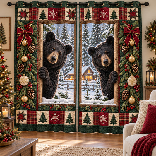 Christmas Bears Quilted Curtains SN0TV724