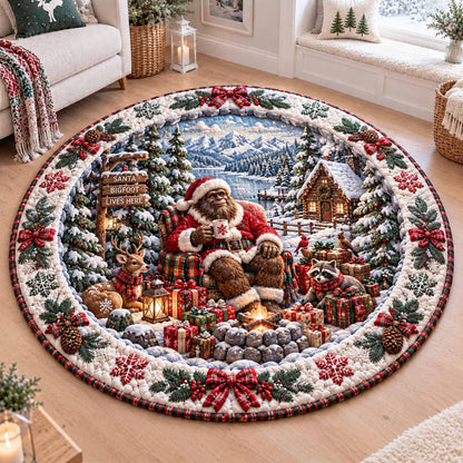 Christmas Bigfoot Quilted Round Mat SN0TD973
