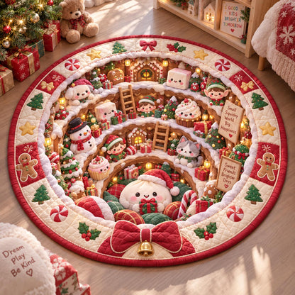 Christmas Bow Village Quilted Round Mat SN0DV815