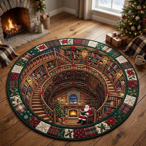 Christmas Cabin Book Haven Quilted Round Mat SN0PT1235