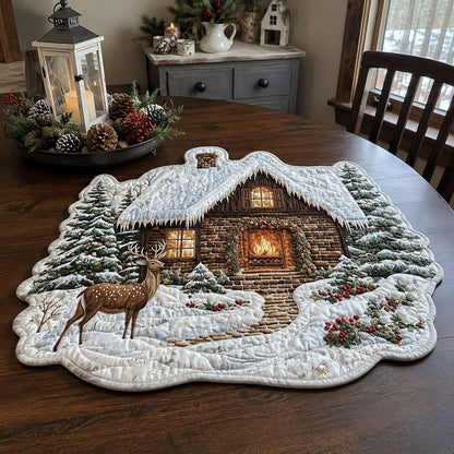 Christmas Cabin Dreams Custom Shape Quilted Table Topper SN0PT692