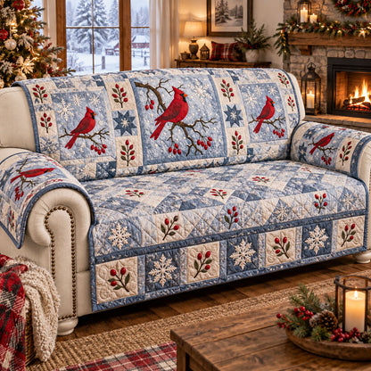 Christmas Cardinal Cottage Quilted Sofa Cover SN0PT1381