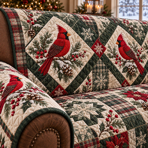 Christmas Cardinal Elegance Quilted Sofa Cover SN0PT1347