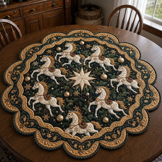 Christmas Carousel Custom Shape Quilted Table Topper SN0PT905