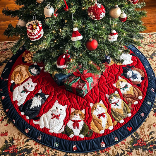 Christmas Cat-titude Christmas Quilted Tree Skirt NCU0DK2091