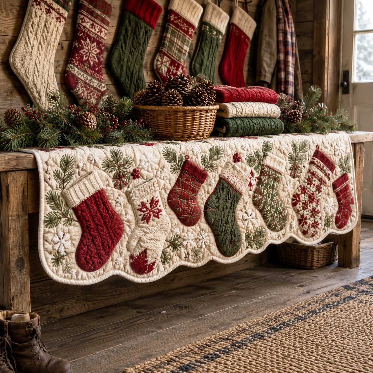 Christmas Charm Quilted Mantle Scarf SN0TD131