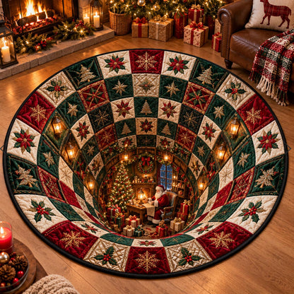 Christmas Checkerboard Drop Quilted Round Mat SN0DV804