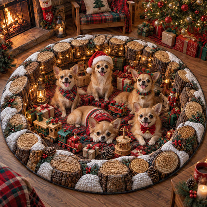 Christmas Paws Quilted Round Mat NCU0SN007