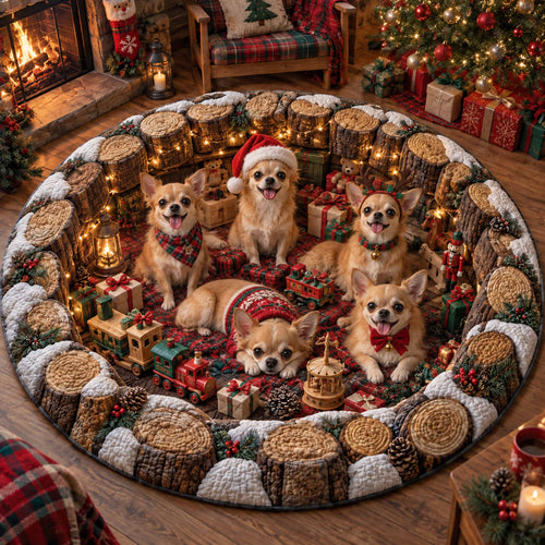 Christmas Chihuahua Quilted Round Mat SN0TD883