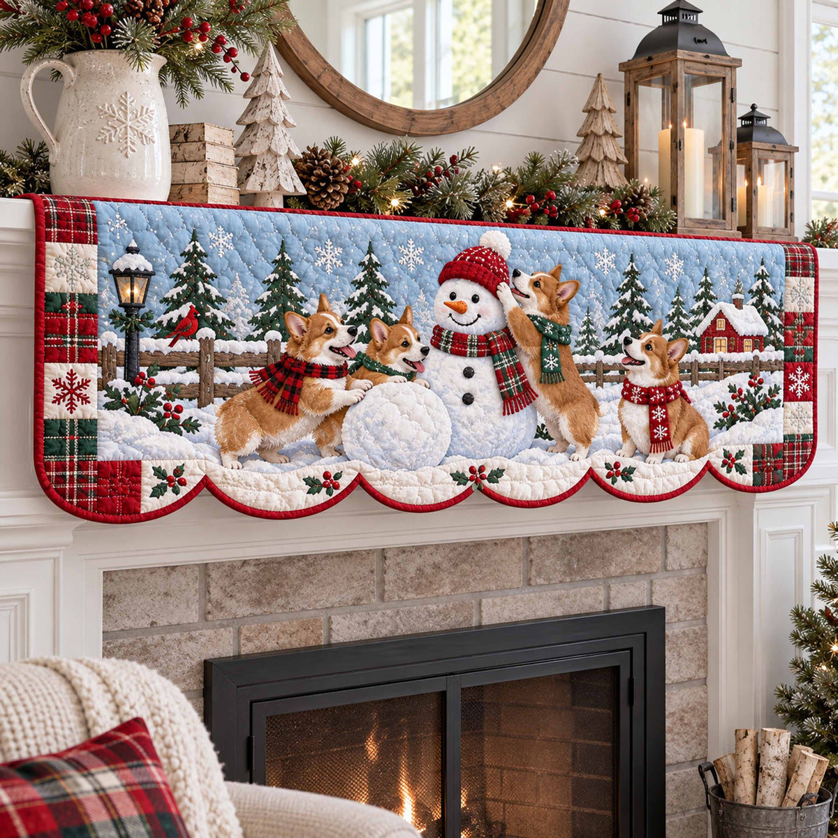 Christmas Corgi Quilted Mantel Scarf SN0TD764