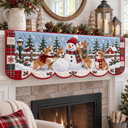 Christmas Corgi Quilted Mantel Scarf SN0TD764