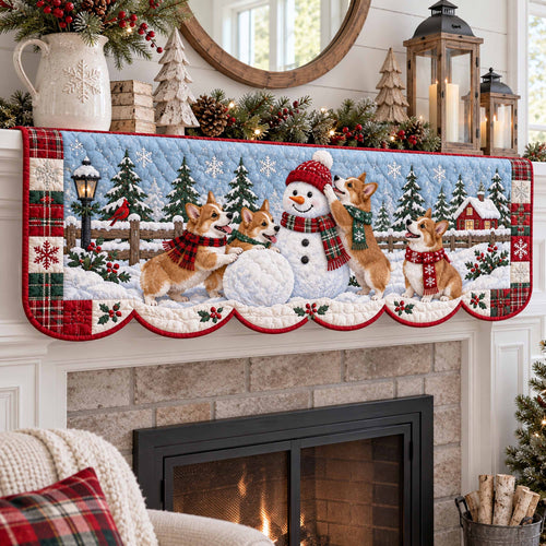 Christmas Corgi Quilted Mantel Scarf SN0TD764
