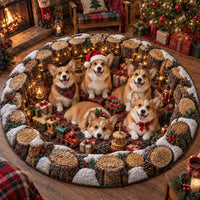 Christmas Corgi Quilted Round Mat SN0TD877