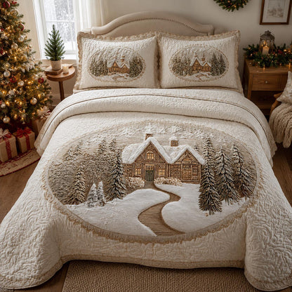 Christmas Cottage 3-Piece Quilted Bedding Set SN0DV160