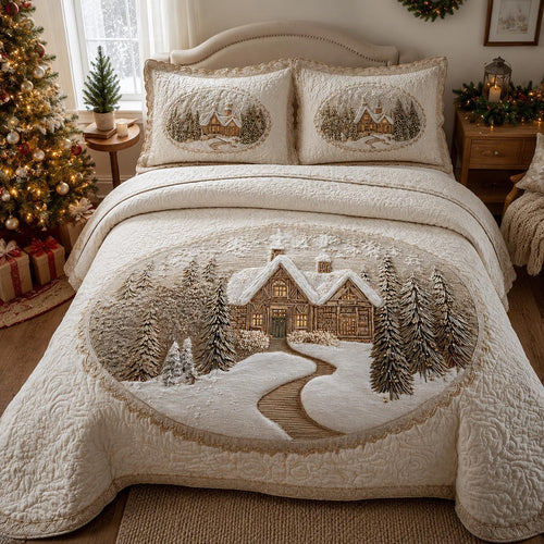 Christmas Cottage 3-Piece Quilted Bedding Set SN0DV160