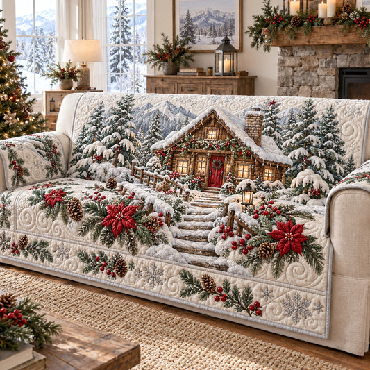 Christmas Cottage Quilted Sofa Cover SN0TV294