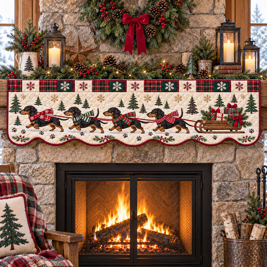 Christmas Dachshund Quilted Mantel Scarf SN0TD773