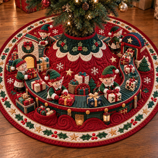 Christmas Elf Parade Christmas Quilted Tree Skirt SN0TV421