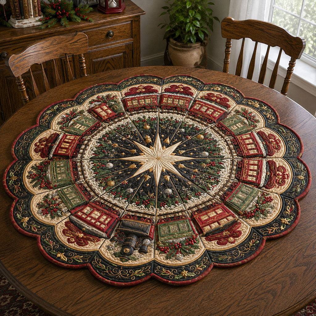 Christmas Eve Journey Custom Shape Quilted Table Topper SN0PT906