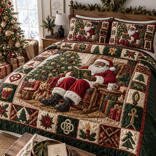 Christmas Eve Santa 3-Piece Quilted Bedding Set SN0DV696